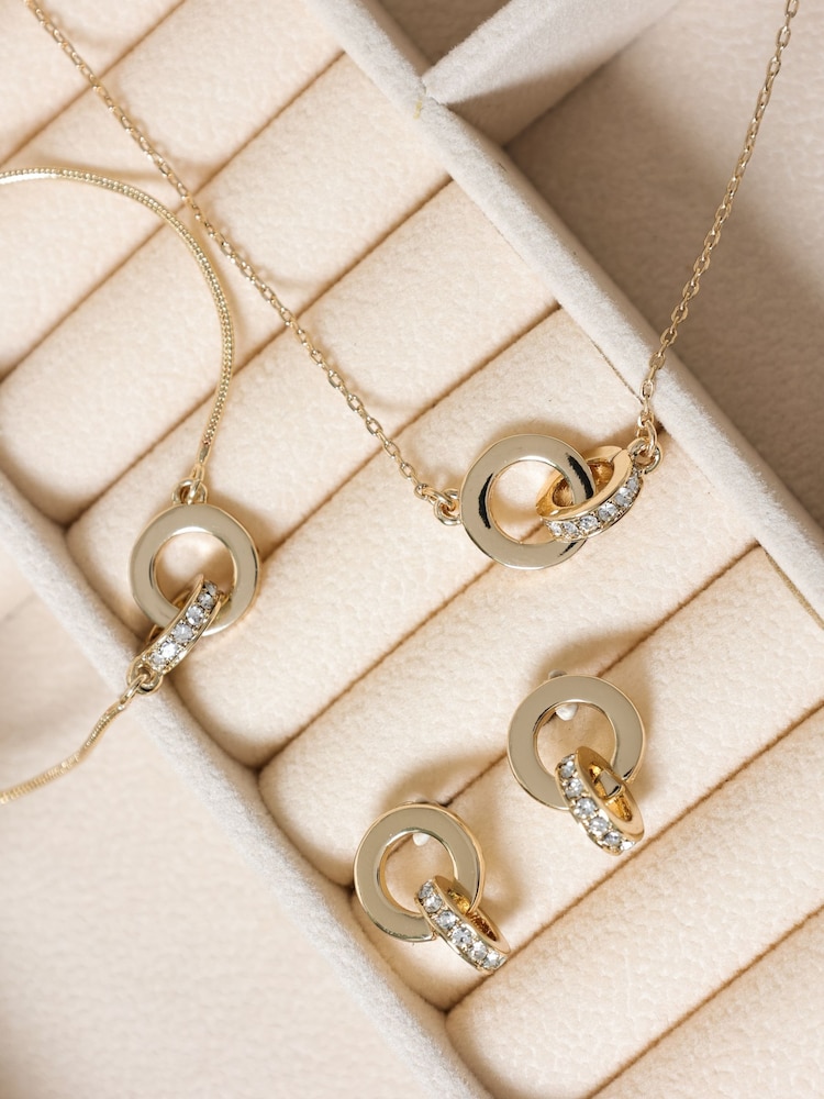 Jon Richard Gold Plated and Crystal Circle Link Trio Set - Gift Box - Image 2 of 4 Jon Richard Gold Plated and Crystal Circle Link Trio Set - Gift Box - Image 2 of 4