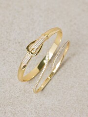 Jon Richard Gold Plated  18K and Pave Buckle Bangle - Image 1 of 4
