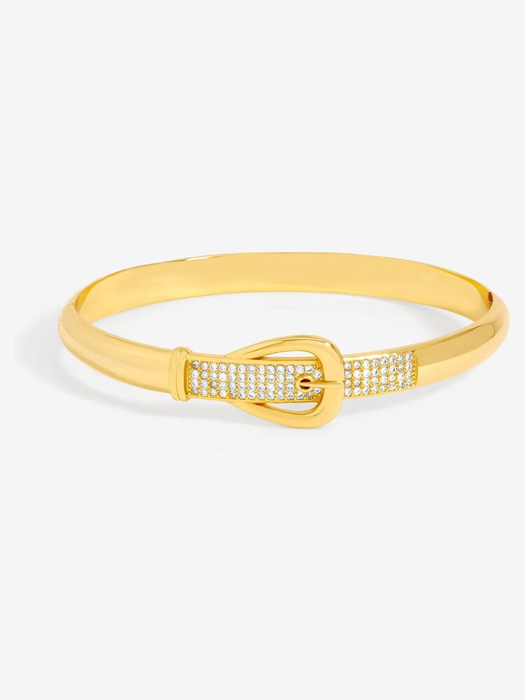 Jon Richard Gold Plated  18K and Pave Buckle Bangle - Image 2 of 4