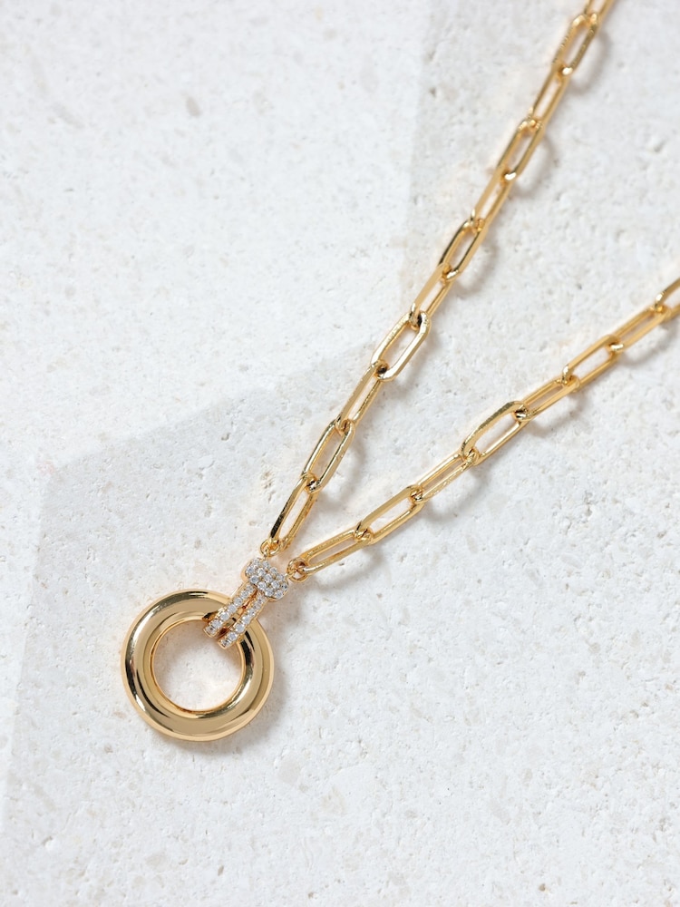 Jon Richard Gold 18K Plated and Pave Link Chain Necklace - Image 2 of 3 Jon Richard Gold 18K Plated and Pave Link Chain Necklace - Image 2 of 3