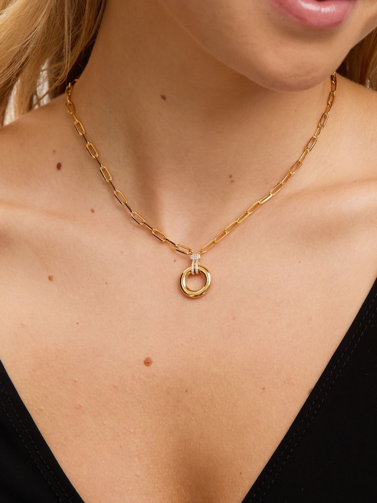 Jon Richard Gold 18K Plated and Pave Link Chain Necklace - Image 3 of 3 Jon Richard Gold 18K Plated and Pave Link Chain Necklace - Image 3 of 3
