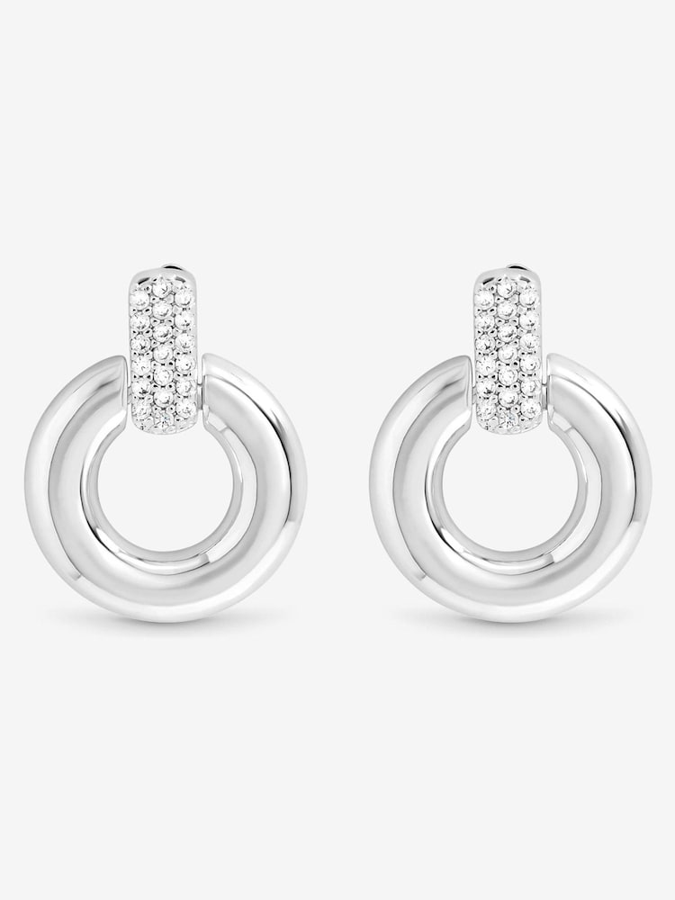 Jon Richard Silver Plated and Pave Door Knocker Earrings - Image 1 of 4 Jon Richard Silver Plated and Pave Door Knocker Earrings - Image 1 of 4