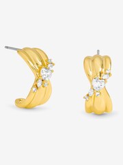Jon Richard Gold Plated and Crystal Half Hoop Earrings - Image 2 of 3