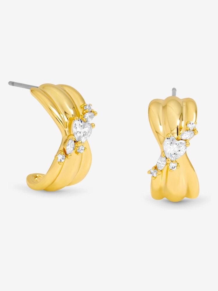 Jon Richard Gold Plated and Crystal Half Hoop Earrings - Image 2 of 3