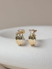 Jon Richard Gold Plated and Crystal Half Hoop Earrings - Image 3 of 3