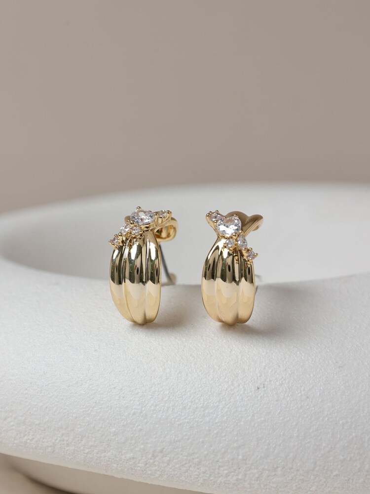Jon Richard Gold Plated and Crystal Half Hoop Earrings - Image 3 of 3