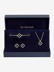 Jon Richard Gold Plated and Jet Clover Trio Set Gift Box - Image 2 of 5
