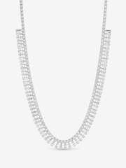 Jon Richard Metallic Rhodium Plated and Crystal Double Row Baguette Necklace - Image 3 of 4
