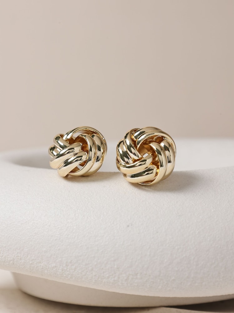 Jon Richard Gold Plated Knot Stud Earrings - Image 2 of 3 Jon Richard Gold Plated Knot Stud Earrings - Image 2 of 3