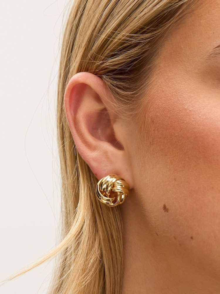 Jon Richard Gold Plated Knot Stud Earrings - Image 3 of 3 Jon Richard Gold Plated Knot Stud Earrings - Image 3 of 3