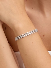 Jon Richard Metallic Rhodium Plated and Cubic Zirconia Navette Bracelet - Image 1 of 4