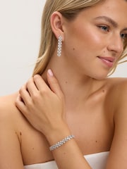 Jon Richard Metallic Rhodium Plated and Cubic Zirconia Navette Bracelet - Image 2 of 4