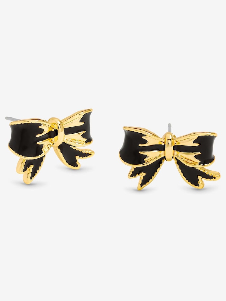Jon Richard Gold Plated and Jet Bow Earrings - Image 1 of 4 Jon Richard Gold Plated and Jet Bow Earrings - Image 1 of 4