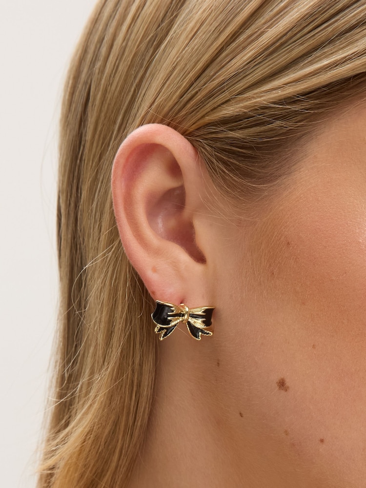 Jon Richard Gold Plated and Jet Bow Earrings - Image 4 of 4 Jon Richard Gold Plated and Jet Bow Earrings - Image 4 of 4