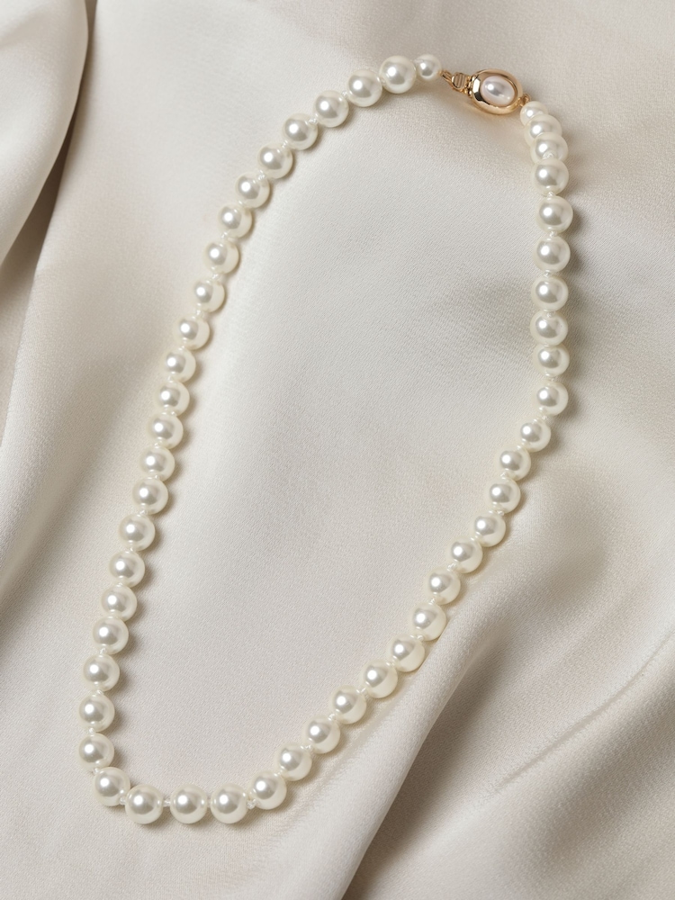 Jon Richard Gold Plated Single Row Pearl Necklace - Image 1 of 1 Jon Richard Gold Plated Single Row Pearl Necklace - Image 1 of 1