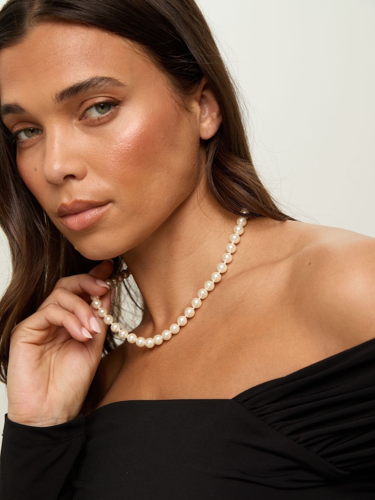 Jon Richard Plated Single Row Pearl Necklace - Bild 2 von 4