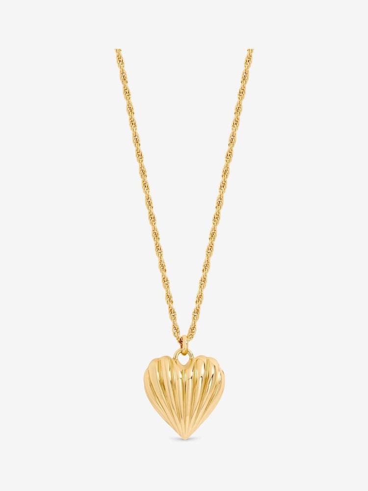 Jon Richard Gold Plated Ridge Heart Long Pendant - Image 1 of 3 Jon Richard Gold Plated Ridge Heart Long Pendant - Image 1 of 3
