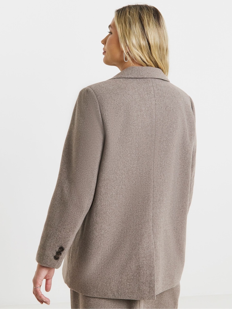 Simply Be Grey Oversized Wool Look Blazer - Image 2 of 4 Simply Be Grey Oversized Wool Look Blazer - Image 2 of 4