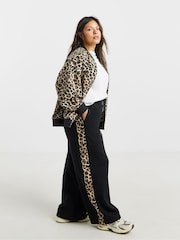 Simply Be Animal Print Wide Leg Side Stripe Joggers - Image 5 of 5