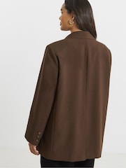 Simply Be Brown Oversized Single Breasted Blazer - Image 3 of 4