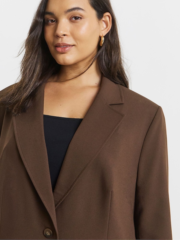 Simply Be Brown Oversized Single Breasted Blazer - Image 4 of 4