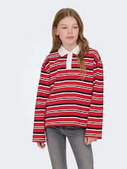 ONLY KIDS Red Long Sleeve Rugby Polo Shirt - Image 1 of 7