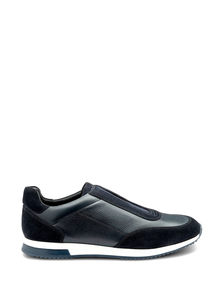 Loake Grain Leather / Suede Combo Elastic Trainers - صورة 1 من 3
