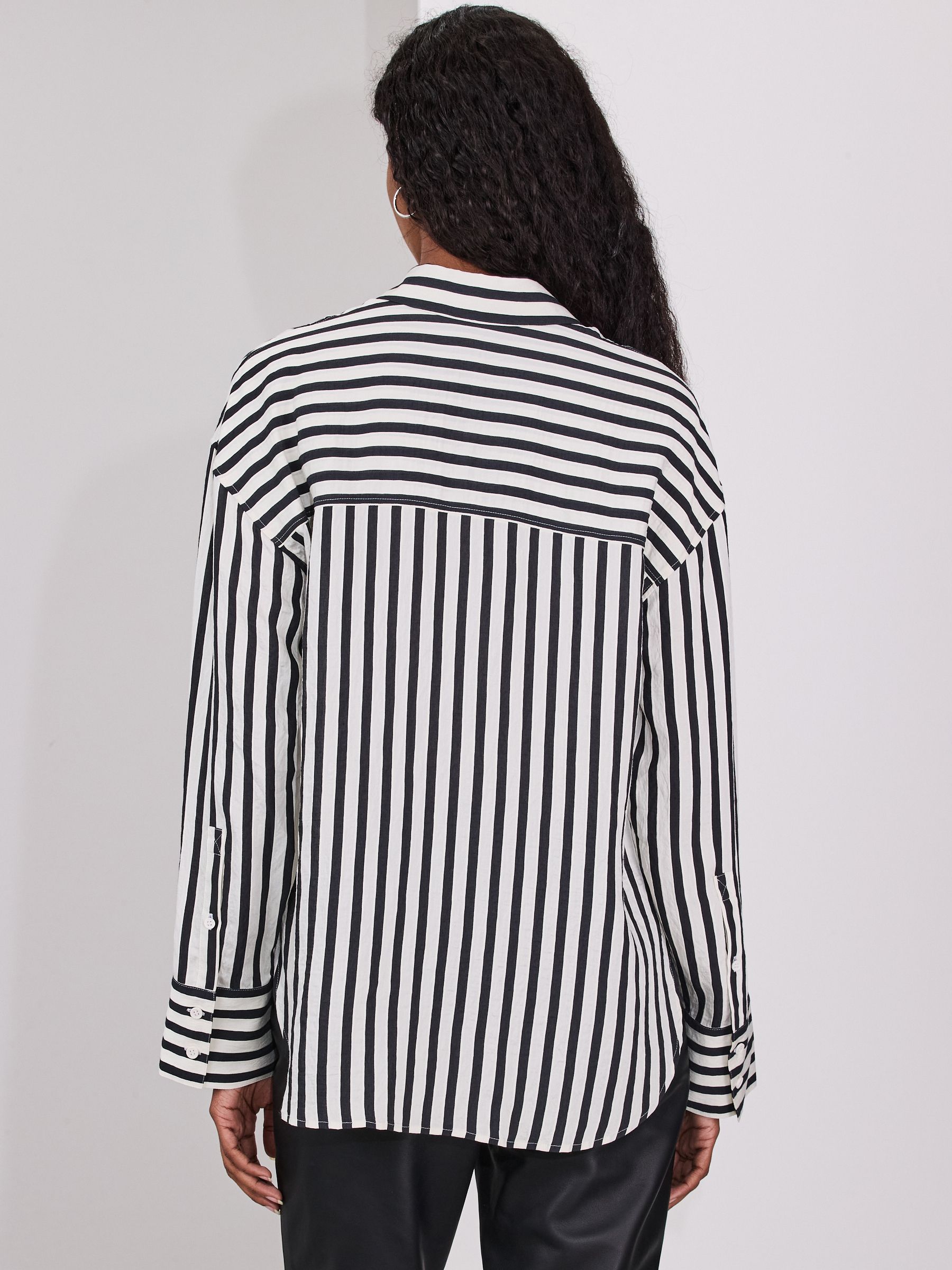 Buy Black/White Jacquard Stripe Oversized Long Sleeve Shirt from