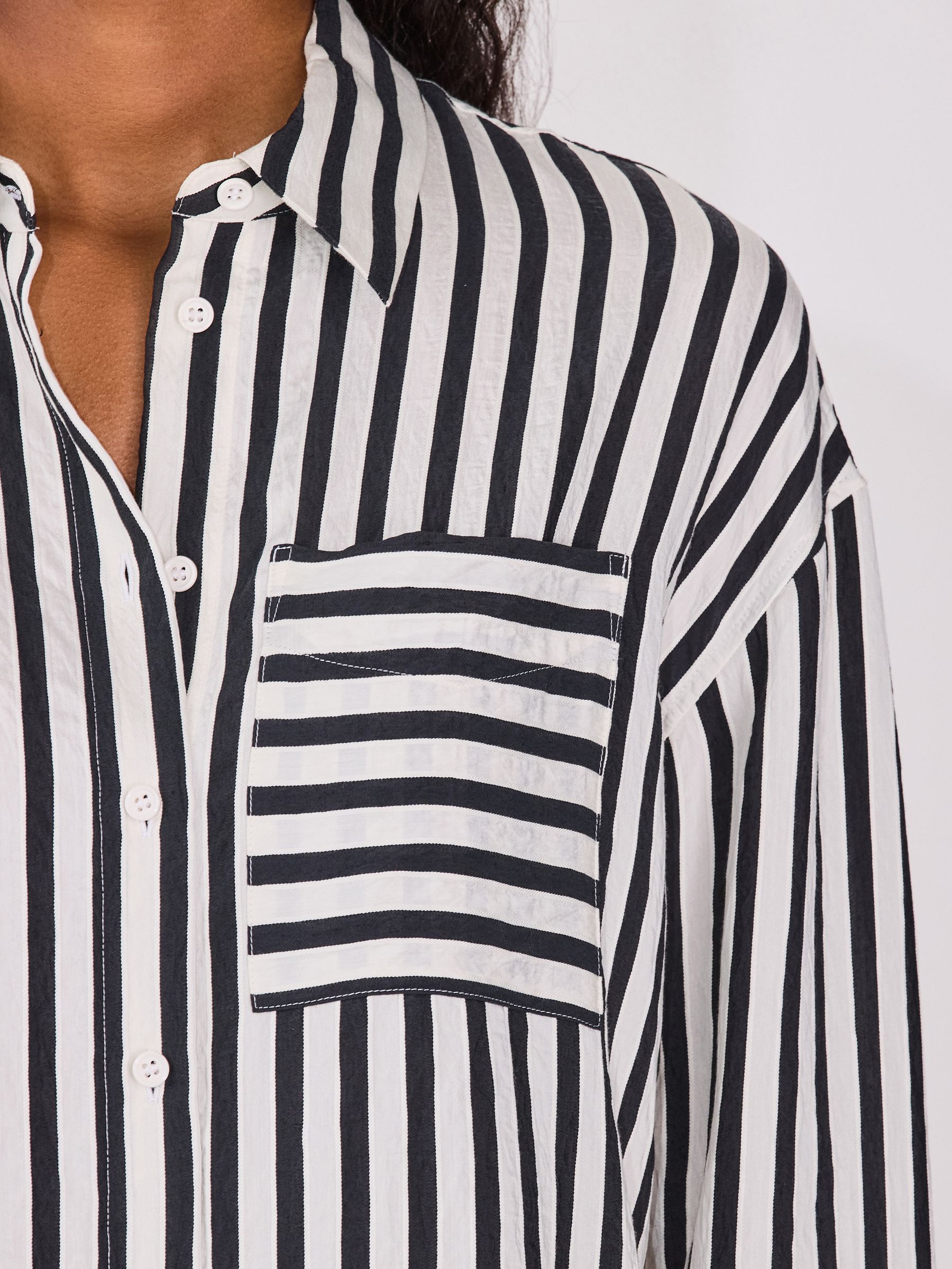Buy Black/White Jacquard Stripe Oversized Long Sleeve Shirt from