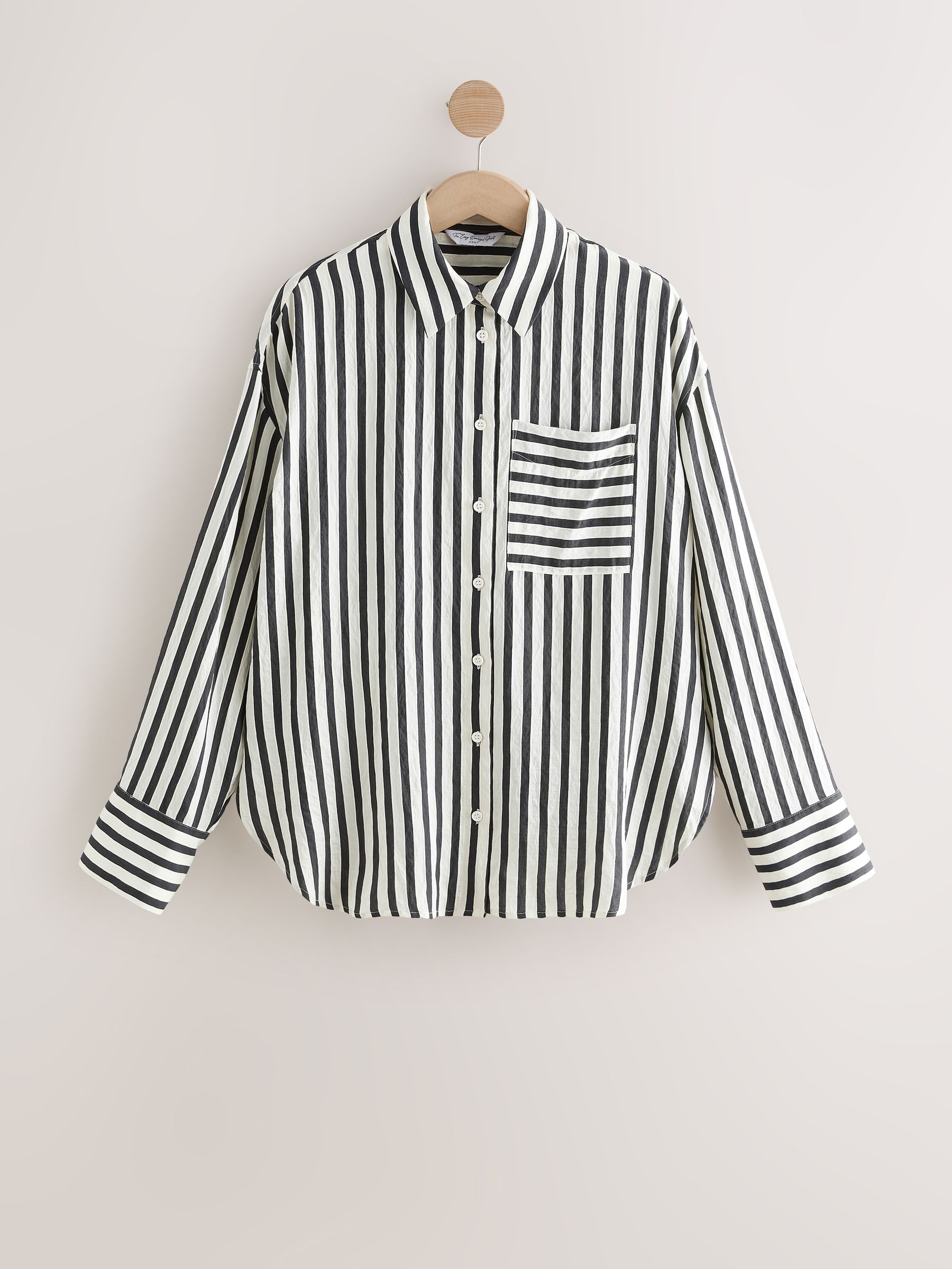 トップス Stripe Over Size Shirt Buy Black/White Jacquard Stripe Oversized Long Sleeve Shirt from