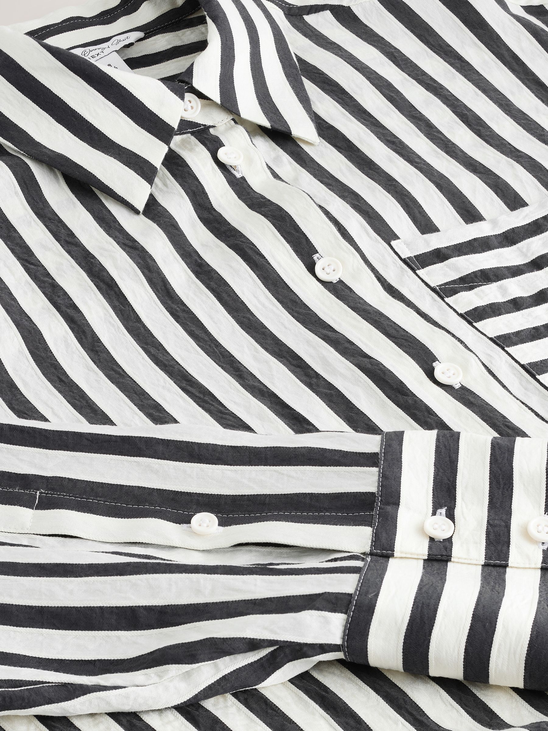 Buy Black/White - Jacquard Stripe Oversized Long Sleeve Shirt from