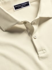 Charles Tyrwhitt Natural Short Sleeve Cotton Stretch Smart Pique Polo Shirt - Image 2 of 2