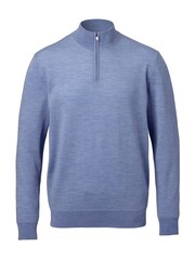 Charles Tyrwhitt Blue Cornflower Merino Zip Neck Jumper - Image 1 of 4
