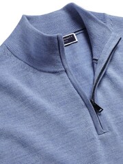Charles Tyrwhitt Blue Cornflower Merino Zip Neck Jumper - Image 2 of 4