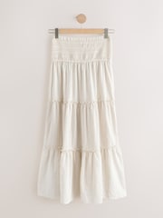 Ecru Crochet Waist Tiered Maxi Skirt - Image 1 of 3