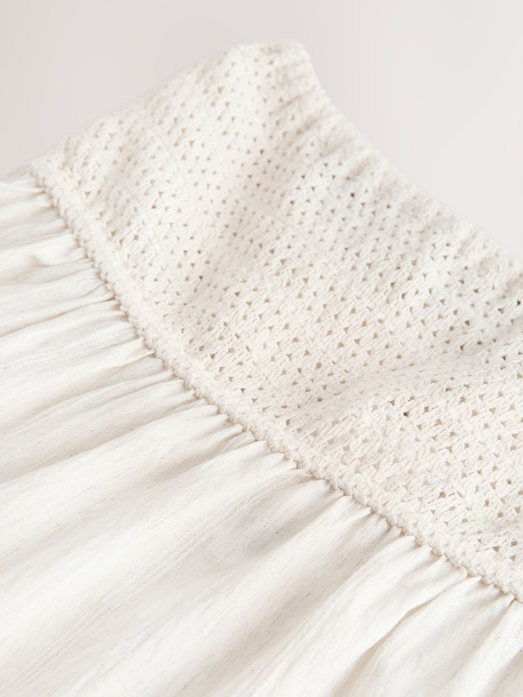 Ecru Crochet Waist Tiered Maxi Skirt - Image 3 of 3