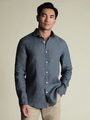 Charles Tyrwhitt Blue Airforce Pure Linen Slim Fit Shirt - Image 1 of 1