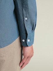Charles Tyrwhitt Blue Airforce Pure Linen Slim Fit Shirt - Image 4 of 7