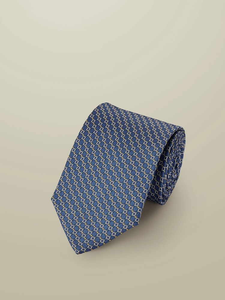 Charles Tyrwhitt Blue Mid Blue Silk Printed Tie - Image 1 of 2