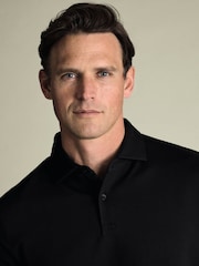 Charles Tyrwhitt Black Short Sleeve Cotton Stretch Smart Pique Polo Shirt - Image 2 of 6