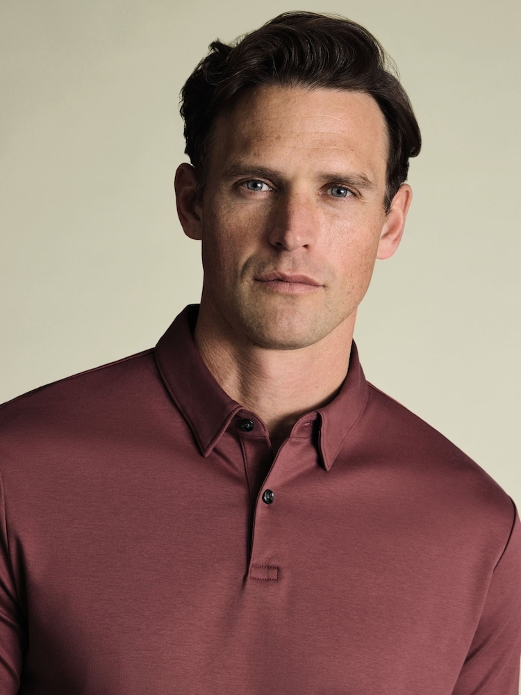 Charles Tyrwhitt Bright Maroon Short Sleeve Jersey Polo Shirt - Image 1 of 5
