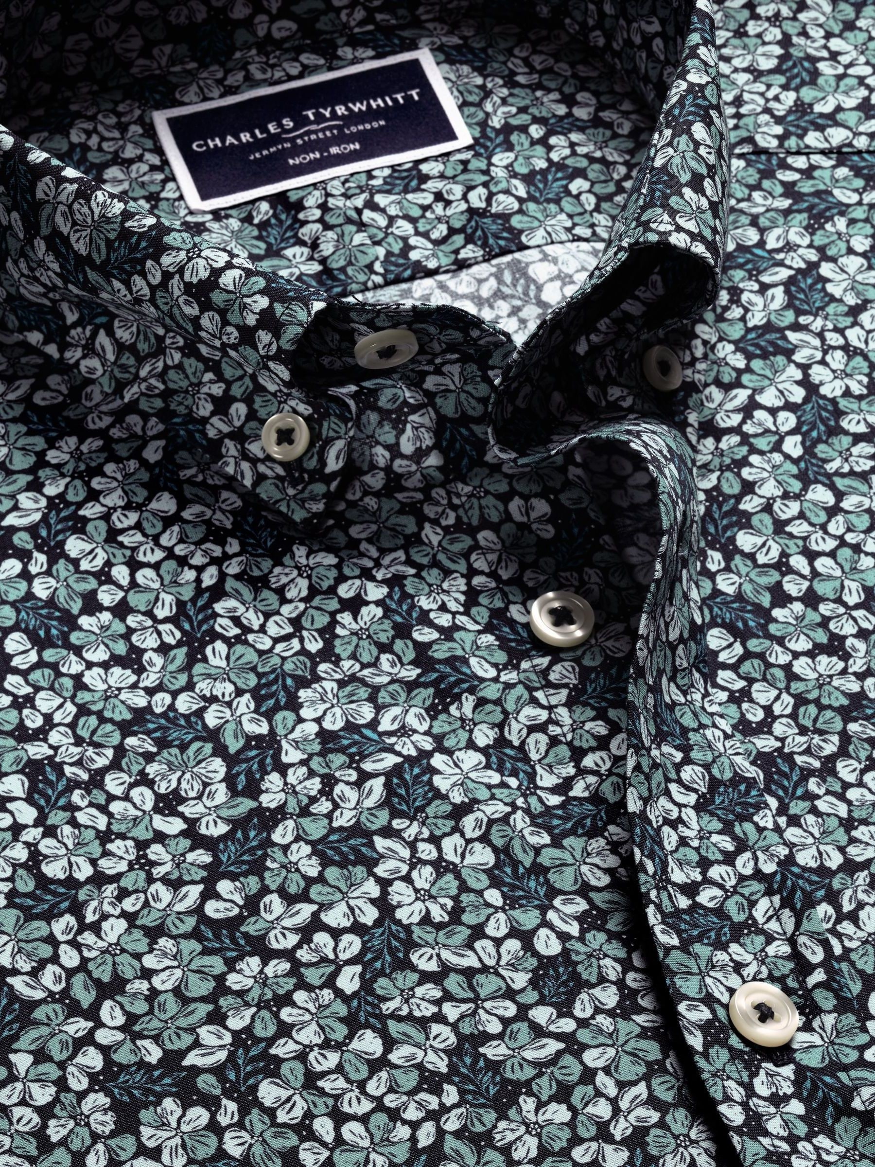 Buy Charles Tyrwhitt Blue Non-Iron Stretch Floral Print Shirt from