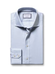 Charles Tyrwhitt Blue Non Iron Stretch Burlington Weave Cutaway Slim Fit Shirt - Image 1 of 6