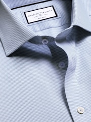 Charles Tyrwhitt Blue Non Iron Stretch Burlington Weave Cutaway Slim Fit Shirt - Image 2 of 6