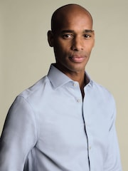 Charles Tyrwhitt Blue Non Iron Stretch Burlington Weave Cutaway Slim Fit Shirt - Image 4 of 6