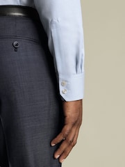 Charles Tyrwhitt Blue Non Iron Stretch Burlington Weave Cutaway Slim Fit Shirt - Image 6 of 6