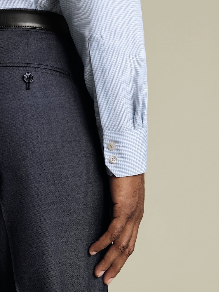 Charles Tyrwhitt Blue Non Iron Stretch Burlington Weave Cutaway Slim Fit Shirt - Image 6 of 6 Charles Tyrwhitt Blue Non Iron Stretch Burlington Weave Cutaway Slim Fit Shirt - Image 6 of 6