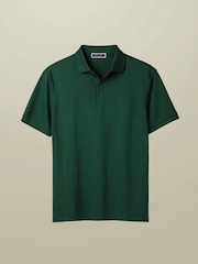 Charles Tyrwhitt Green Solid Short Sleeve Cotton Stretch Pique Polo Shirt - Image 3 of 5