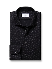 Charles Tyrwhitt Grey Non-Iron Stretch Bird Print Slim Fit Shirt - Image 5 of 6