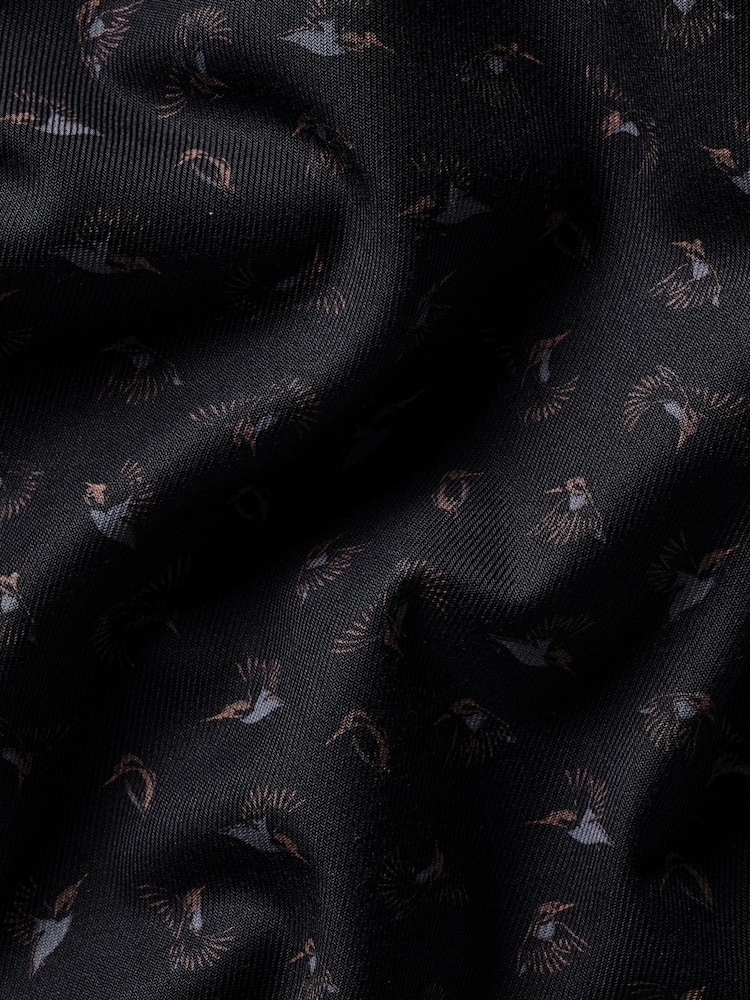 Charles Tyrwhitt Grey Non-Iron Stretch Bird Print Slim Fit Shirt - Image 6 of 6